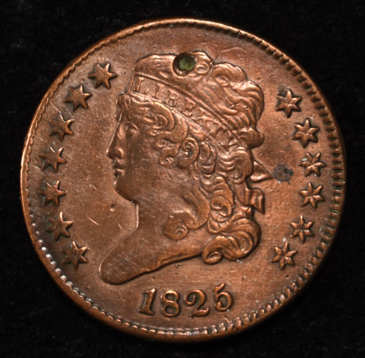 1825 CLASSIC HEAD HALF CENT XF/AU OBV DIG