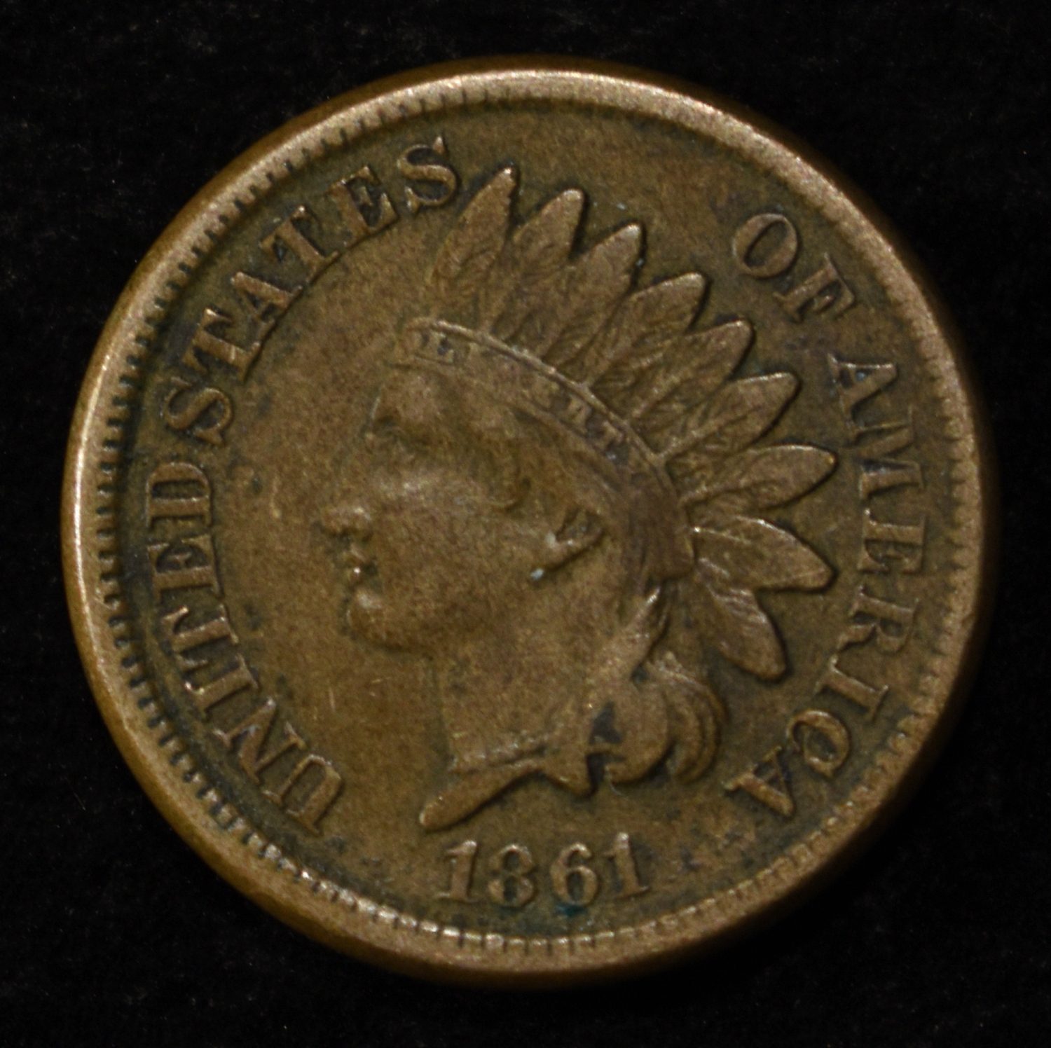 1861 INDIAN CENT XF