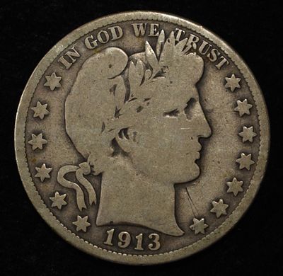 1913 BARBER HALF DOLLAR VG. WEEKLY COIN & CURRENCY AUCTIONS ESTIMATE $130 - $150.