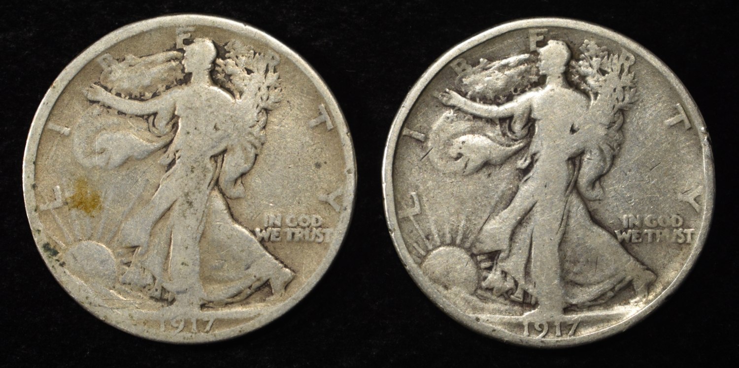 (2) 1917-S WALKING LIBERTY HALF DOLLARS
