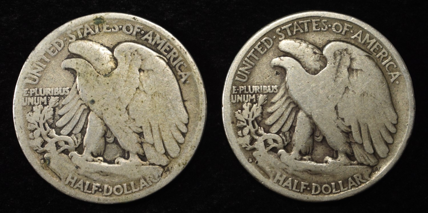 (2) 1917-S WALKING LIBERTY HALF DOLLARS