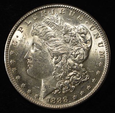 1888-S MORGAN DOLLAR CH BU. BID WITH SILVER CITY AUCTIONS ESTIMATE $1000 - $1200.