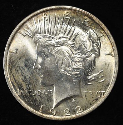 1922 PEACE DOLLAR GEM BU. BID WITH SILVER CITY AUCTIONS ESTIMATE $150 - $200.