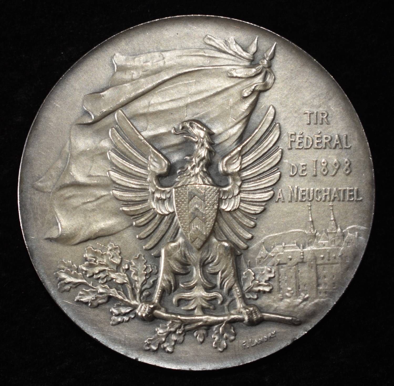 1898 SWISS SHOOTING MEDAL NEUCHATEL SILVER