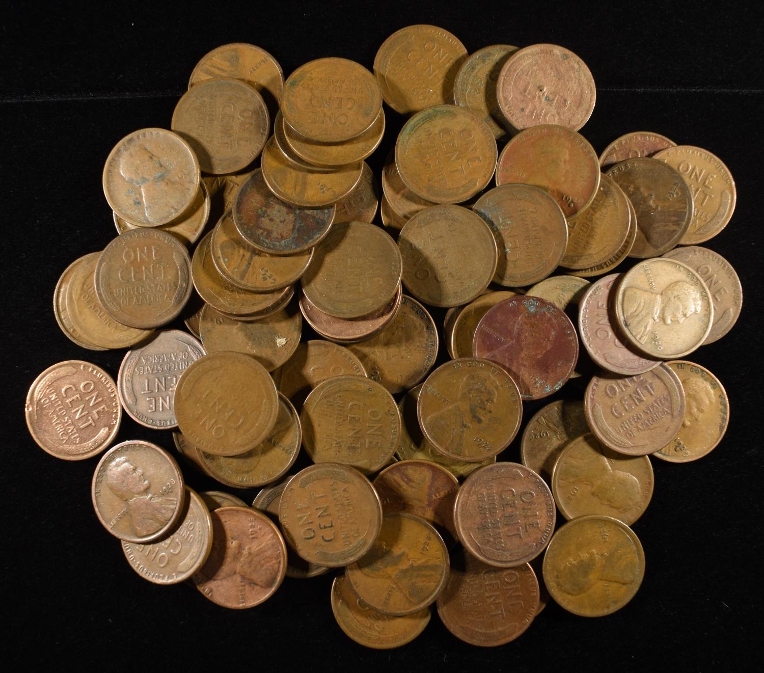 (80)D&S WHEAT CENTS FROM THE 20'S