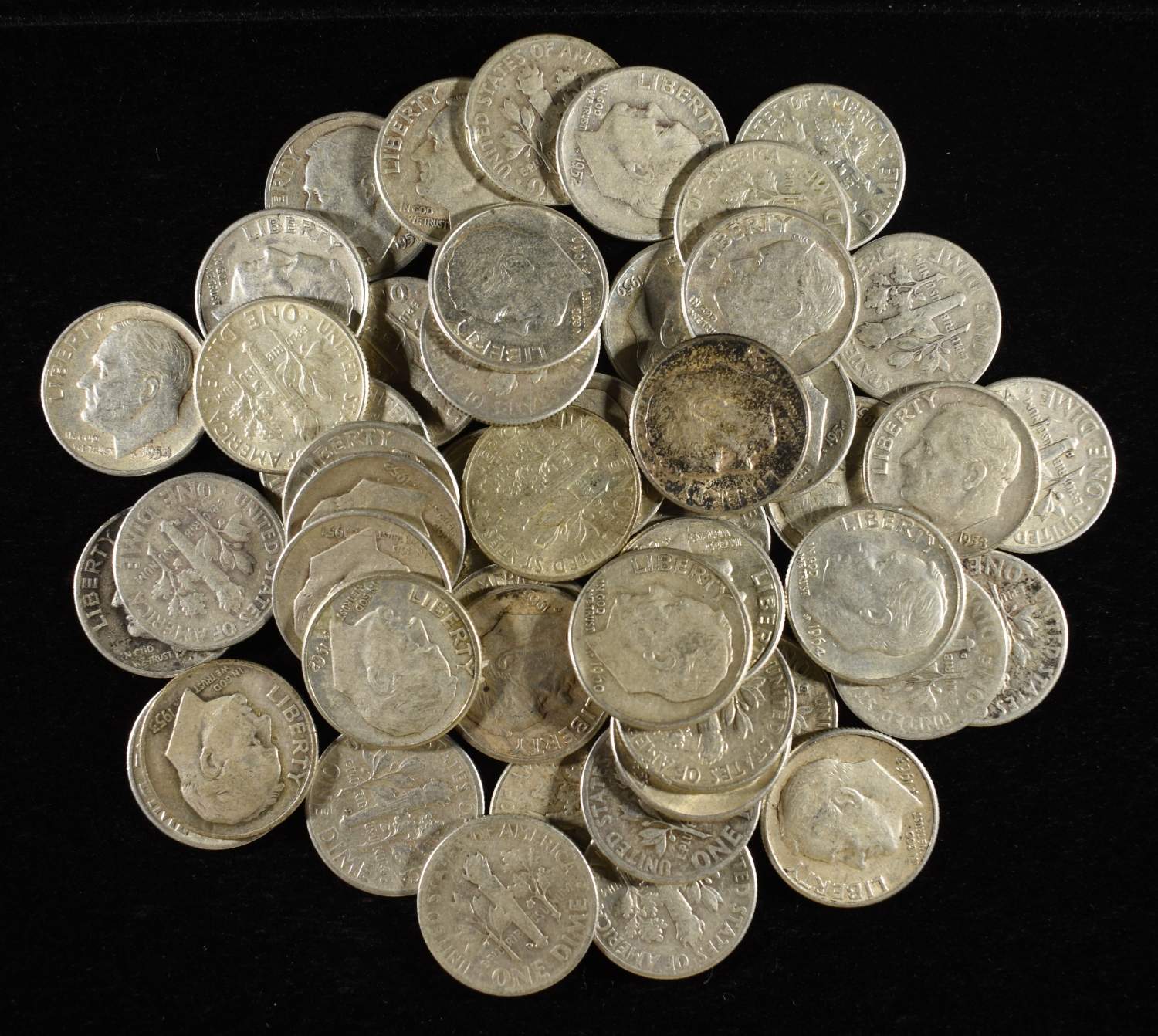 (50) 90% SILVER ROOSEVELT DIMES