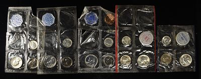 1960, 58 & (3) 59 PARTIAL MINT SETS. MISSING 50C & 1 CENT ESTIMATE $150 - $200.