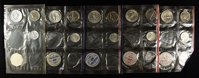 (5) 1961 PARTIAL MINT SETS MISSING 50C & 1 CENT. BID WITH SILVER CITY AUCTIONS ESTIMATE $150 - $200.