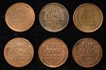 (6) WHEAT CENTS. 1910 WHEAT CENT VF, 1914 WHEAT CENT FINE, 1909 WHEAT CENT FINE, 1909 VDB WHEAT Image - 1