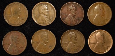 8 NICE EARLY SEMIKEY WHEAT CENTS. 12-D, 21-S, 22-D, 23-S, 24-S, 26-D, 26-S & 32-D ESTIMATE $60 - $80.
