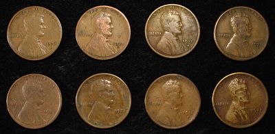 8 NICE EARLY SEMIKEY WHEAT CENTS. 15-S, 16-S, 21-S, 22-D, 23-S, 24-S, 26-D & 26-S ESTIMATE $60 - $80.
