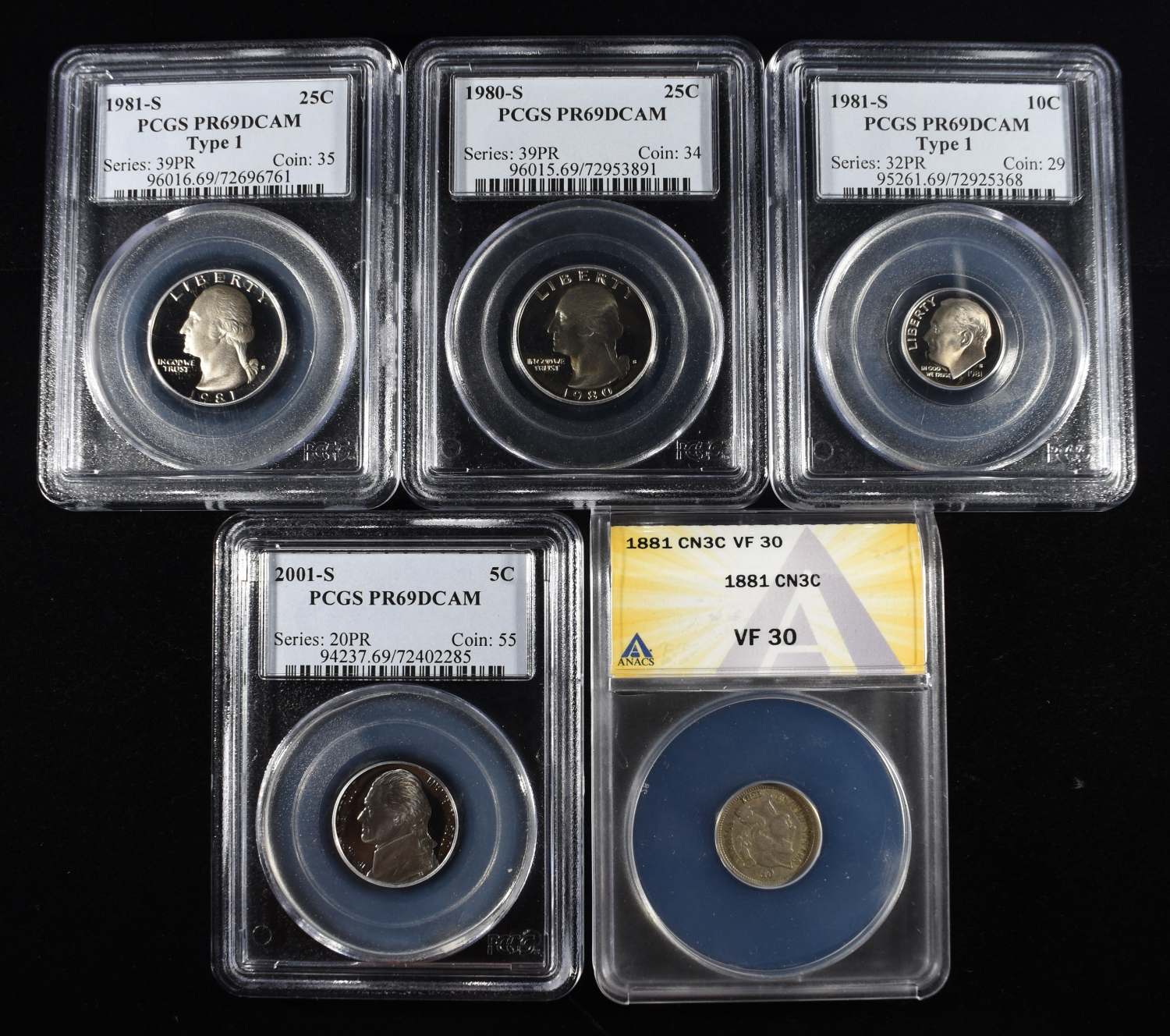 (5) GRADED COIN LOTS