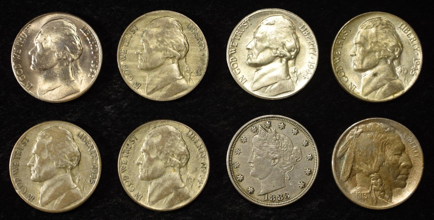JEFFERSON, 'V', BUFFALO & (5) WAR NICKELS