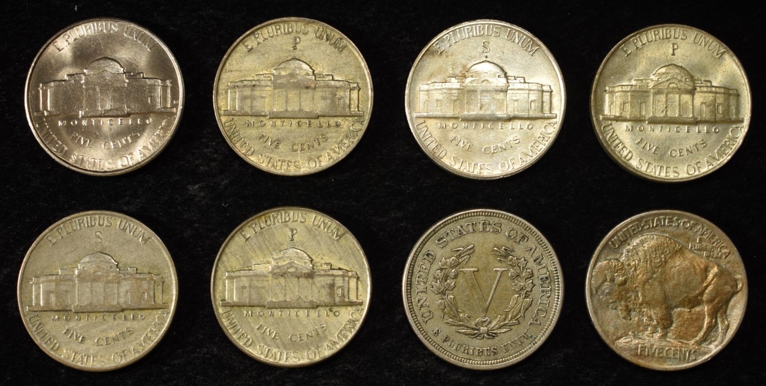 JEFFERSON, 'V', BUFFALO & (5) WAR NICKELS