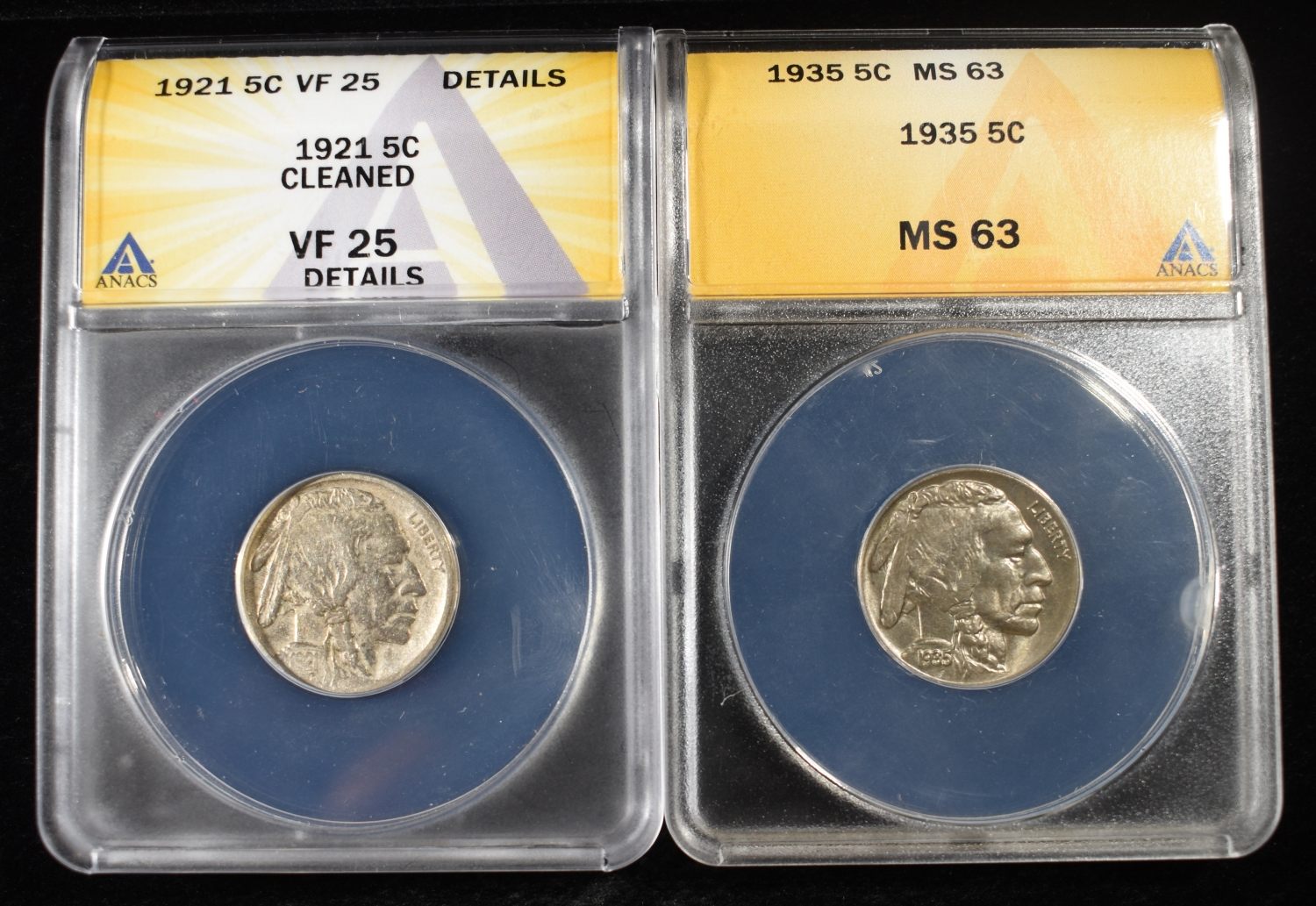 (2) ANACS BUFFALO NICKELS