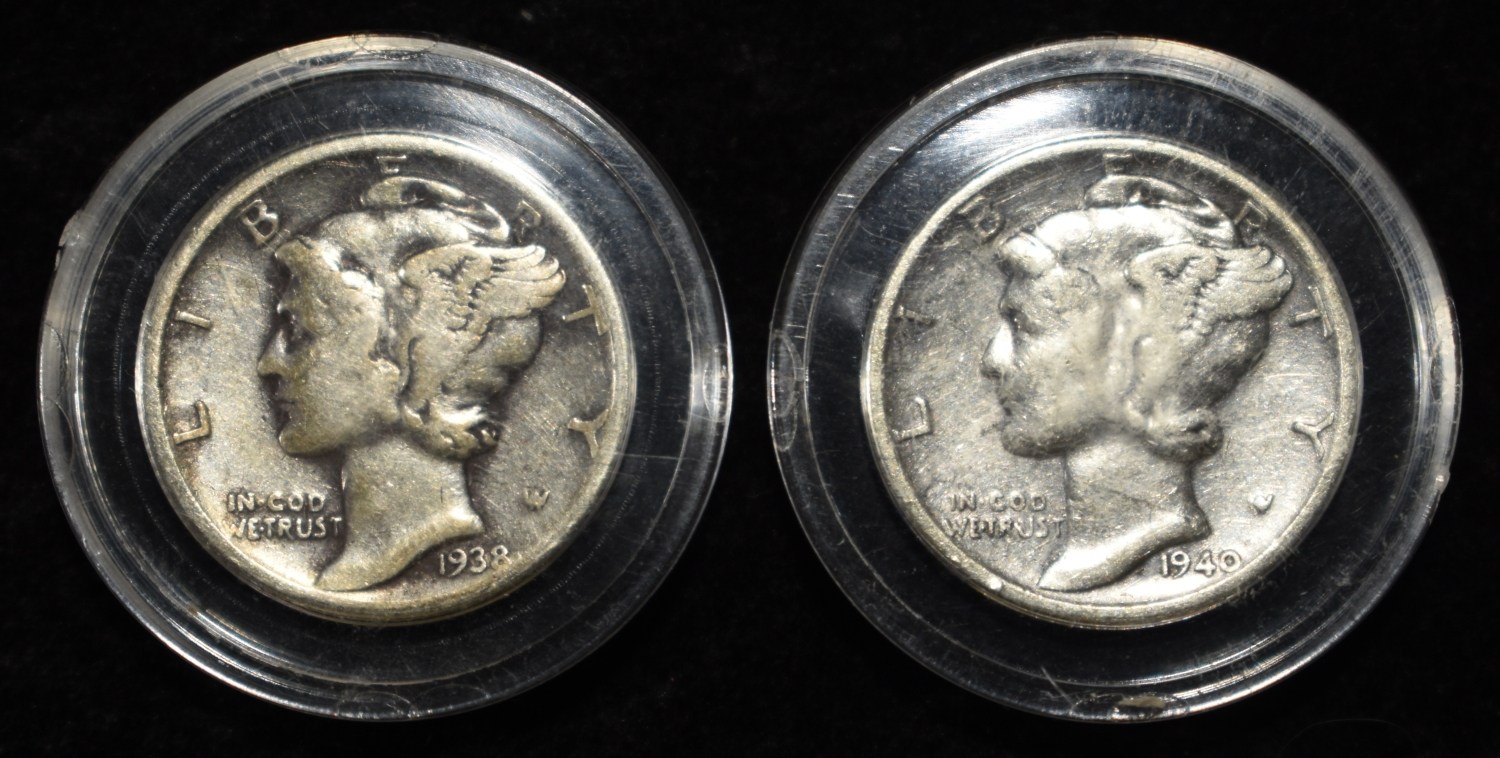 1918-S, 36, 38-D, 40, 41 & 42-D MERCURY DIMES