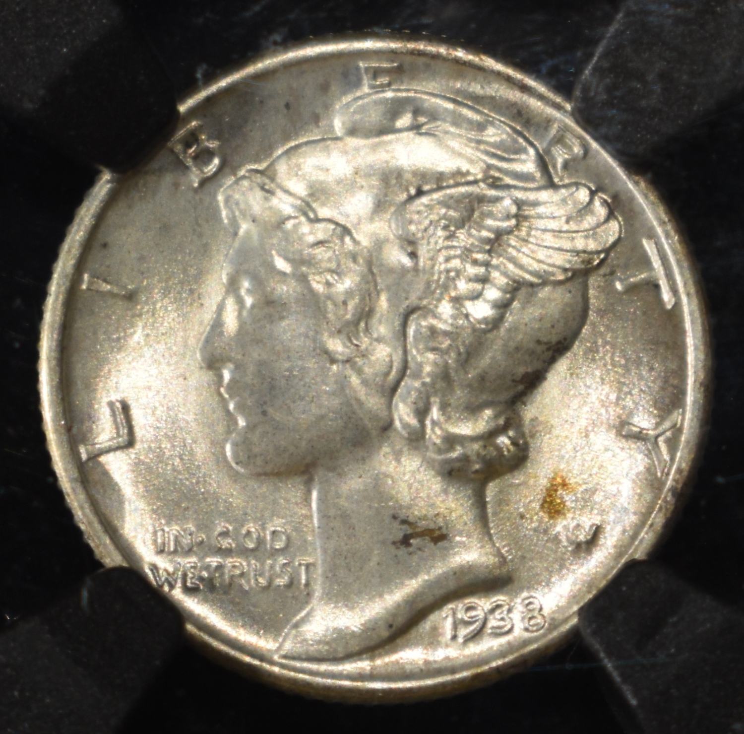1938 MERCURY DIME NGC MS65 ORIGINAL BAG FRAGMENT