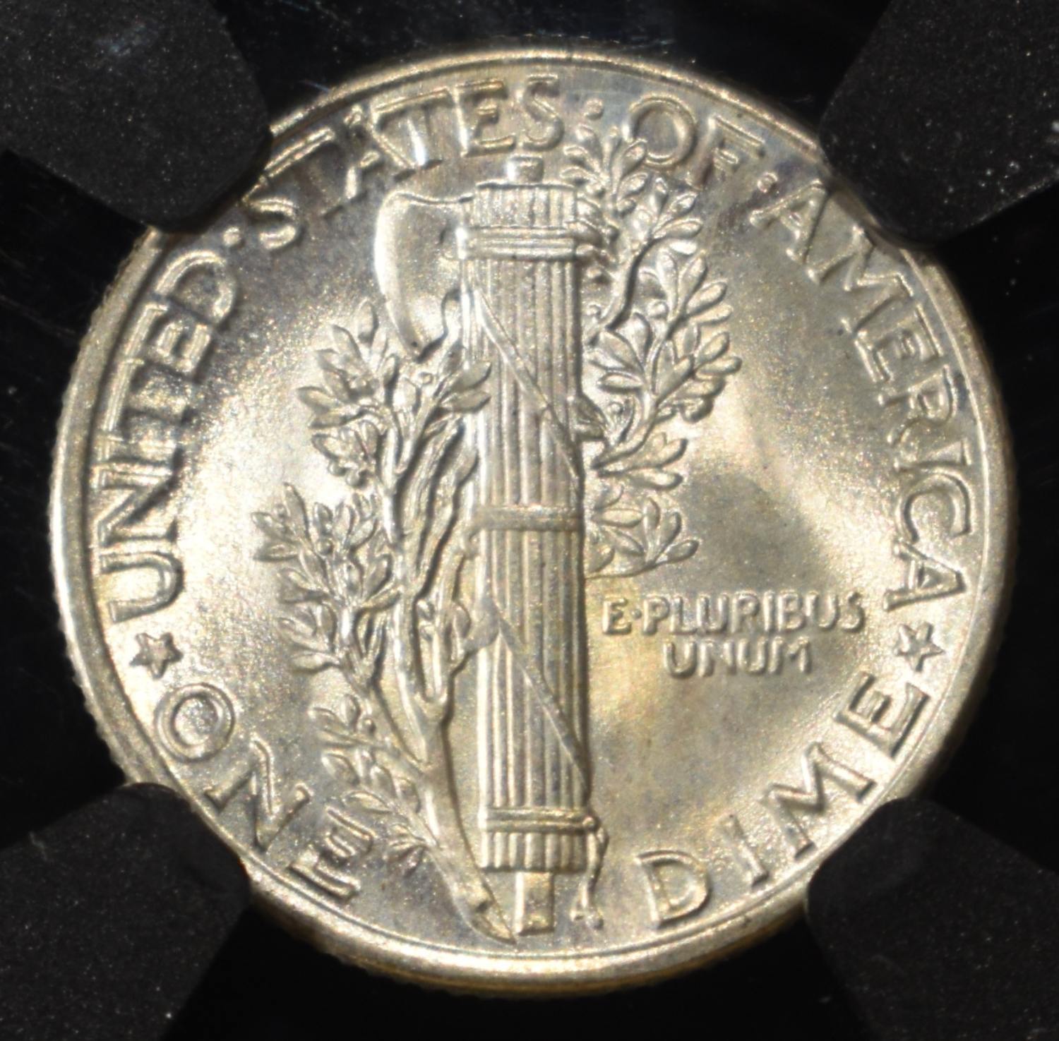 1938 MERCURY DIME NGC MS65 ORIGINAL BAG FRAGMENT