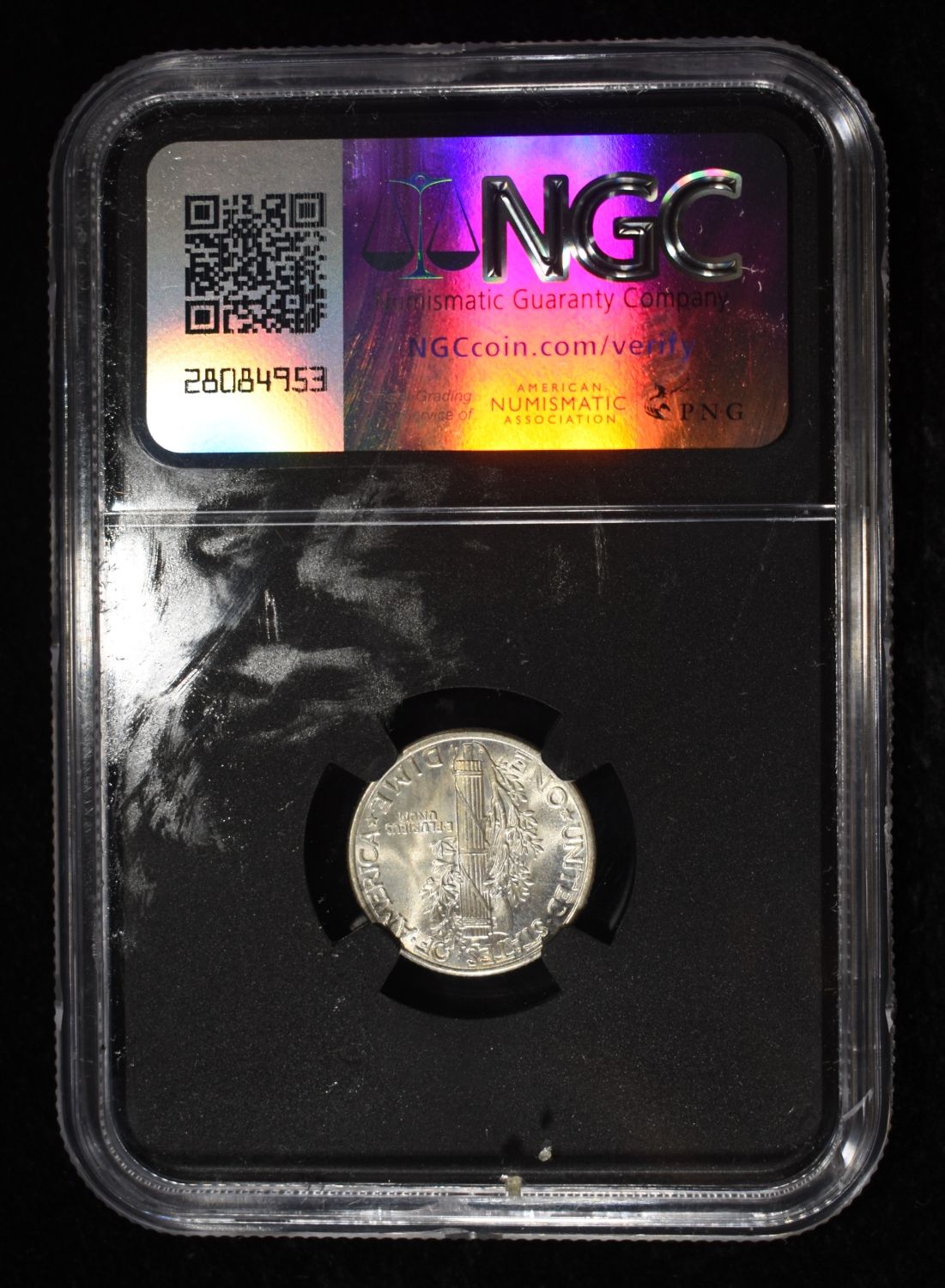 1938 MERCURY DIME NGC MS65 ORIGINAL BAG FRAGMENT