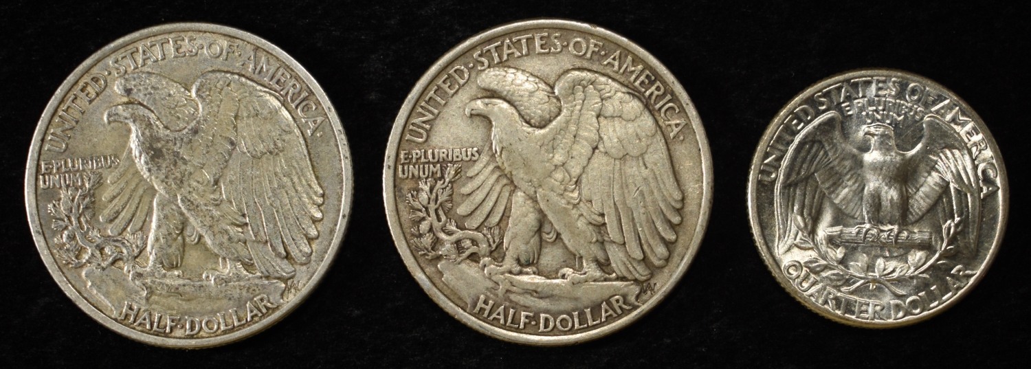 (2) WALKING LIBERTY 50C & WASHINGTON QUARTER