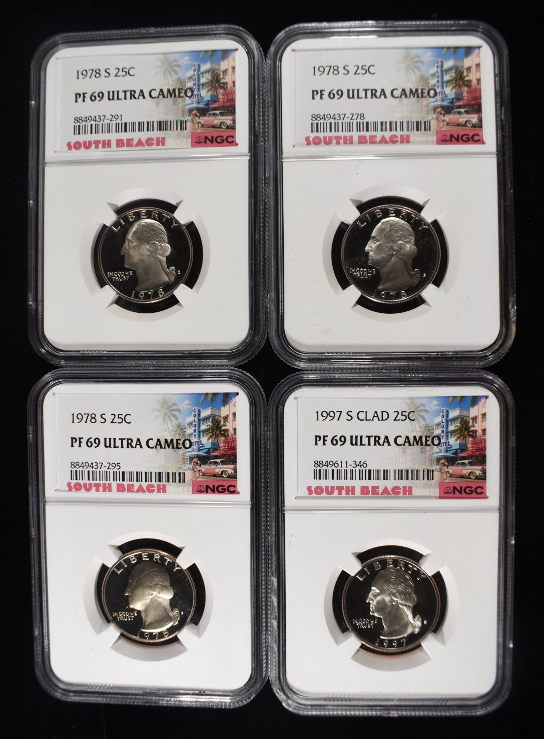 1997-S & (3) 1978-S WASHINGTON 25C NGC PF69 UCAM