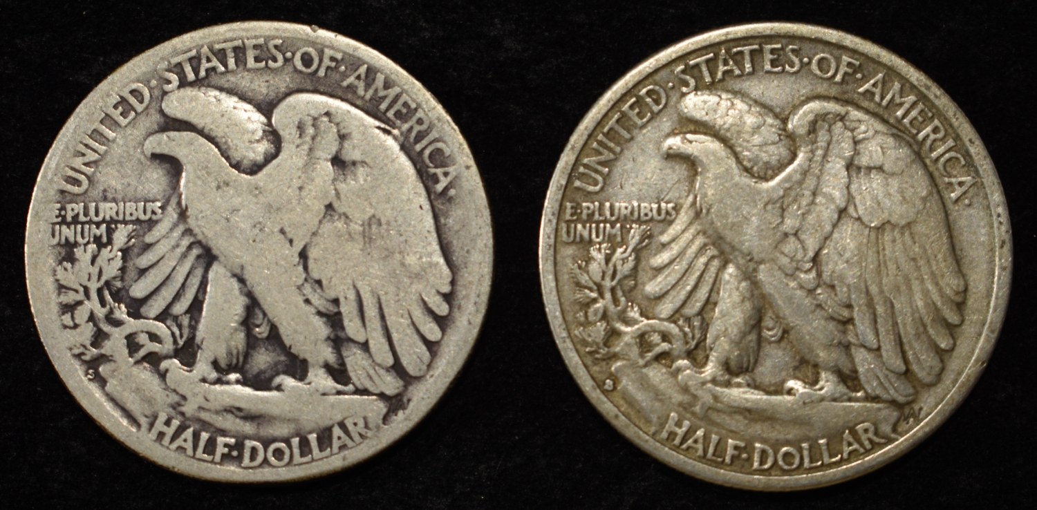 1919-S & 1933-S WALKING LIBERTY HALF DOLLARS