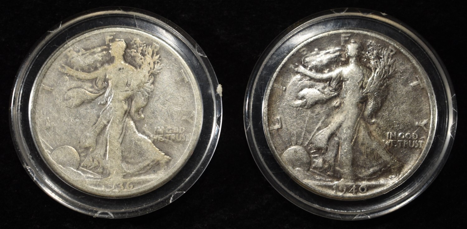 1936 & 1940 WALKING LIBERTY HALF DOLLARS