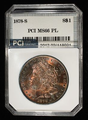 1878-S MORGAN DOLLAR PCI SUPERB GEM BU PL. CHECK OUT OUR UPCOMING AUCTIONS ESTIMATE $260 - $310.