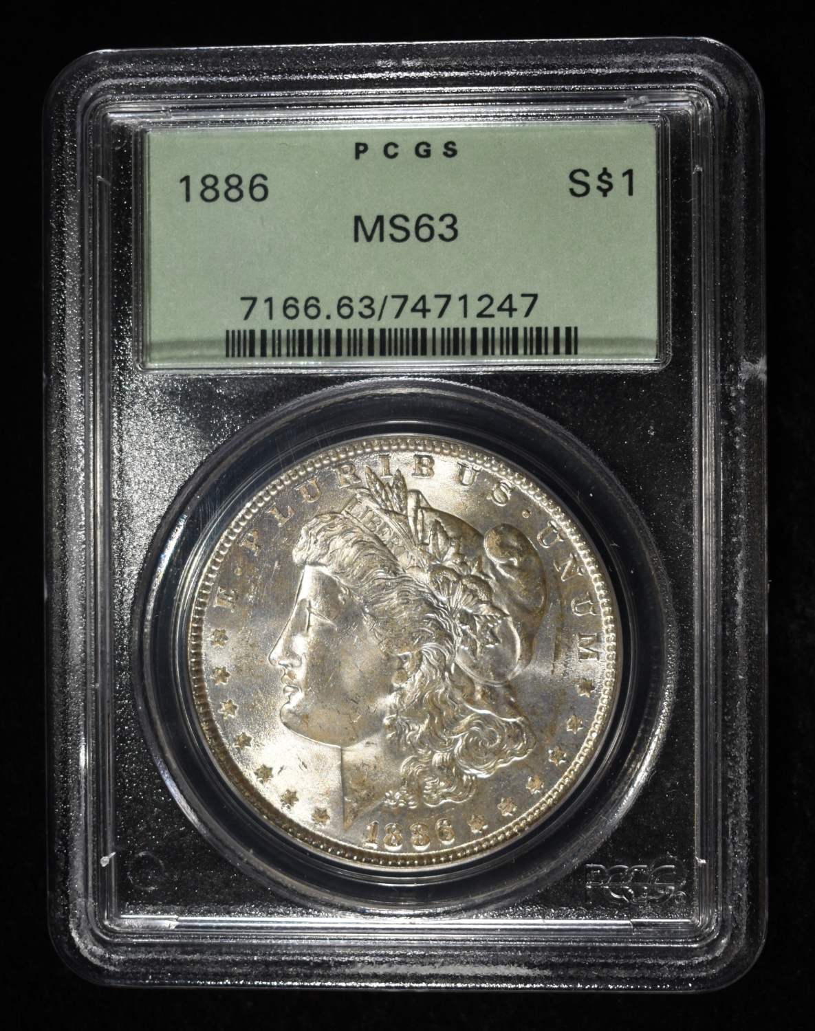 1886 MORGAN DOLLAR PCGS MS-63 OLD GREEN HOLDER