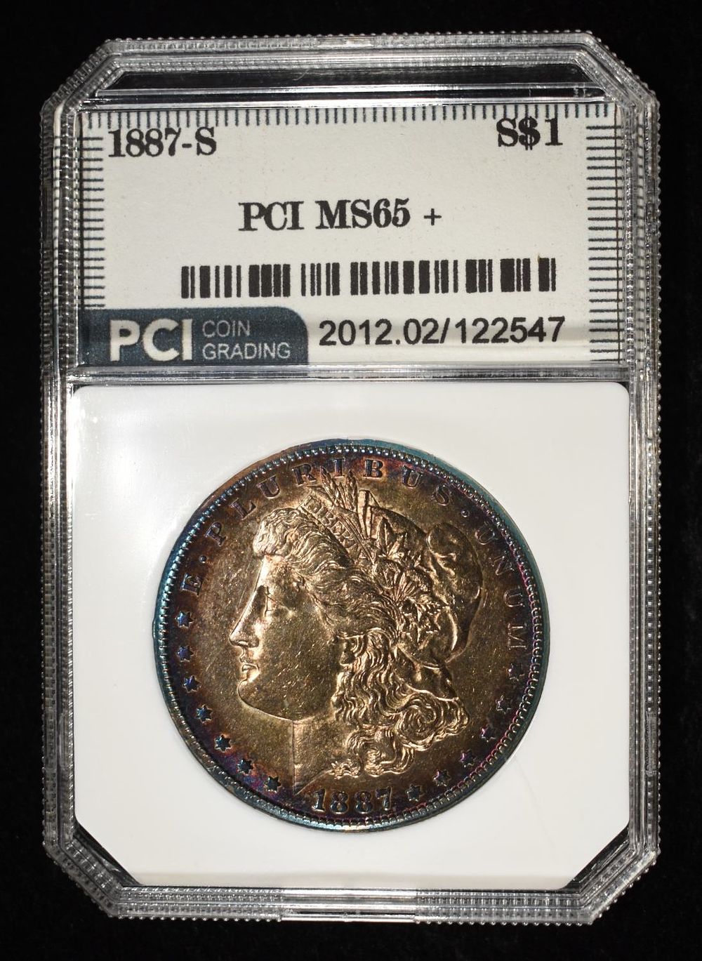 1887-S MORGAN DOLLAR PCI GEM BU. CHECK OUT OUR UPCOMING AUCTIONS ESTIMATE $300 - $350.
