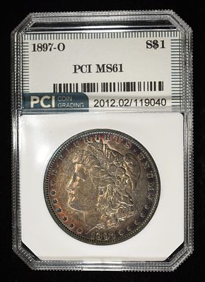 1897-O MORGAN DOLLAR PCI BU. BID WITH SILVER CITY AUCTIONS ESTIMATE $200 - $250.
