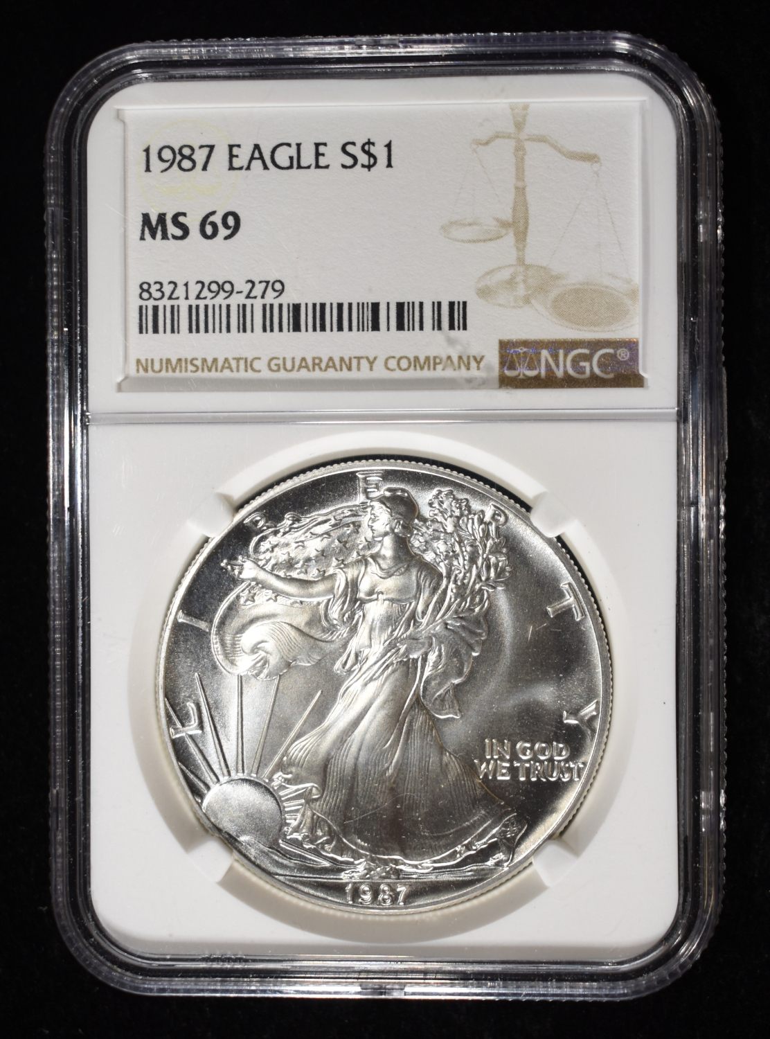 1987 AMERICAN SILVER EAGLE NGC MS69