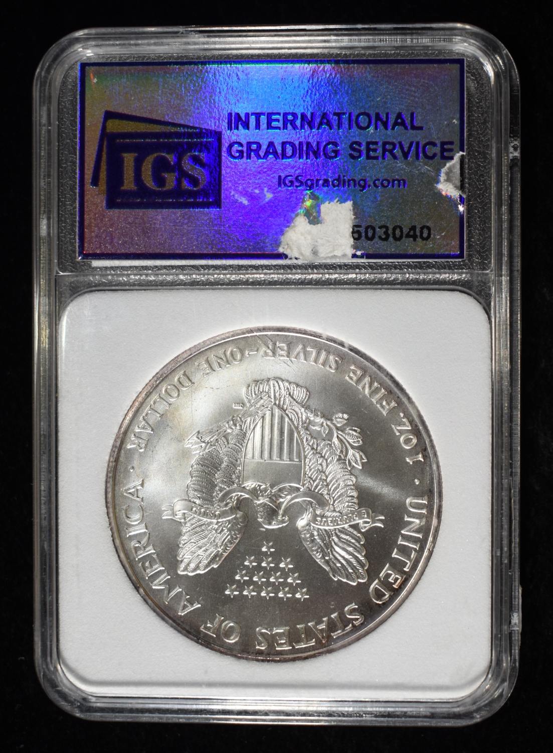 1999 AMERICAN SILVER EAGLE IGS PERFECT GEM BU