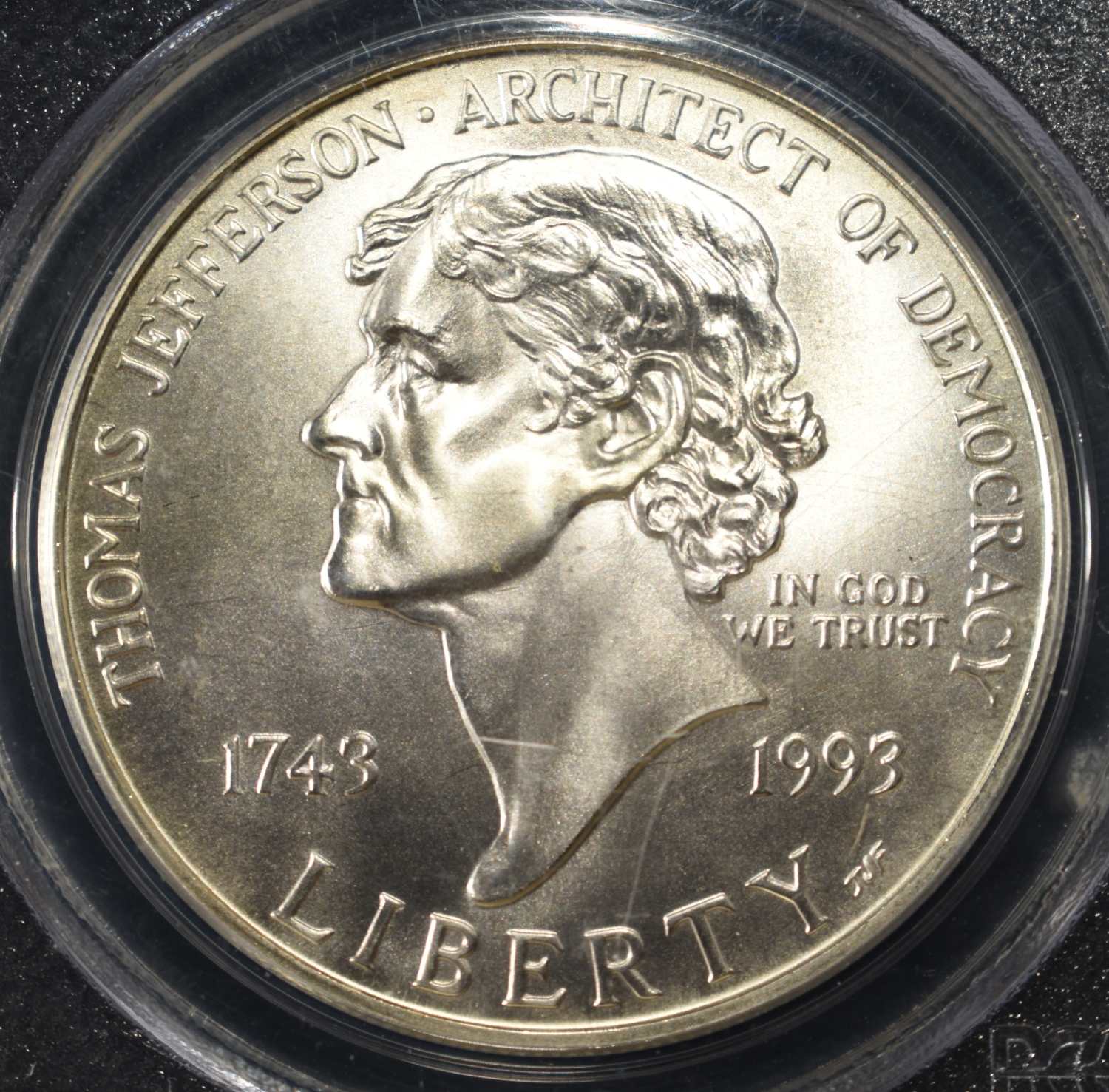 1993-P $1 COMMEM JEFFERSON PCGS MS67