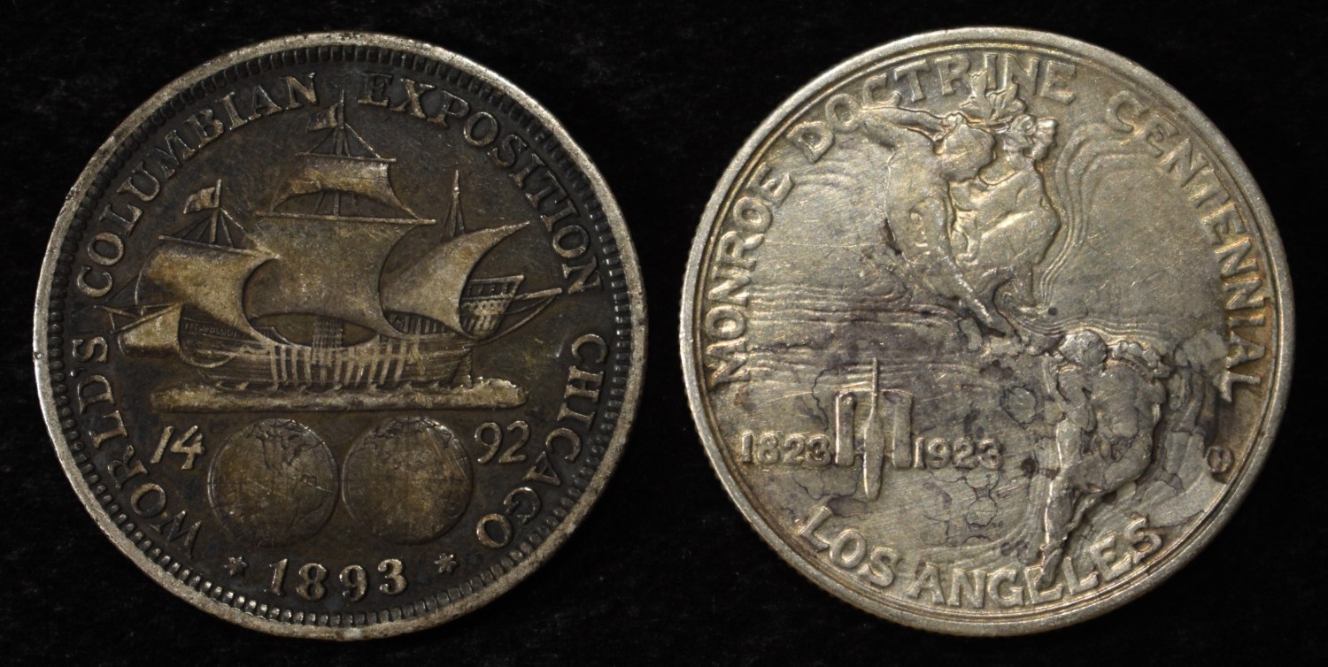 1893 & 1923-S 50C COMMEM COLUMBIAN & MONROE