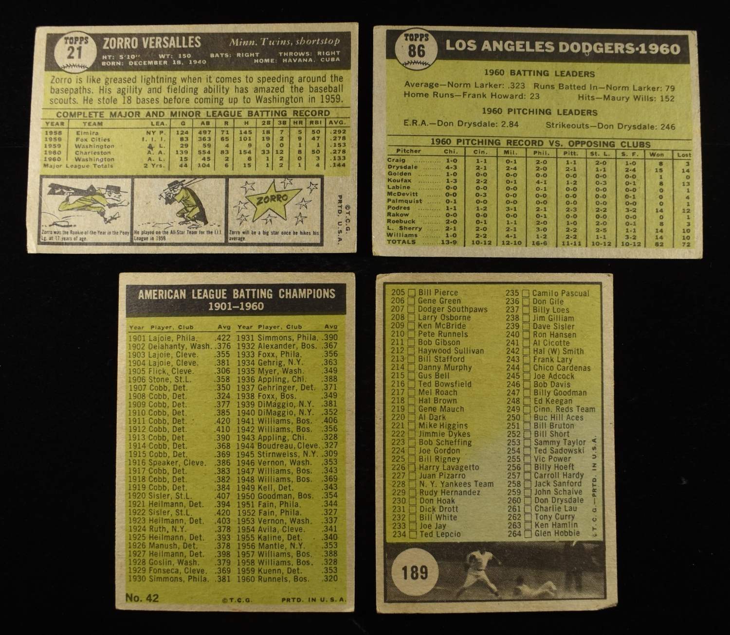 1961 TOPPS MLB (5) STARS & (20) COMMON CARDS