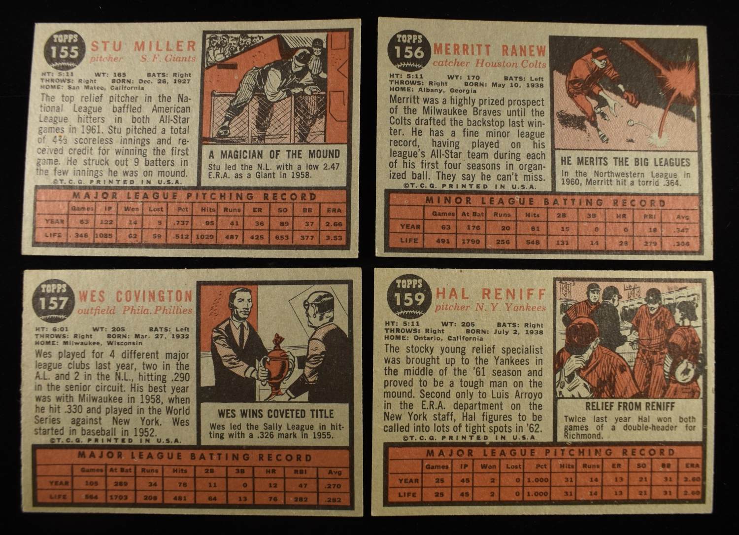 1962 TOPPS MLB (15) COMMON CARDS