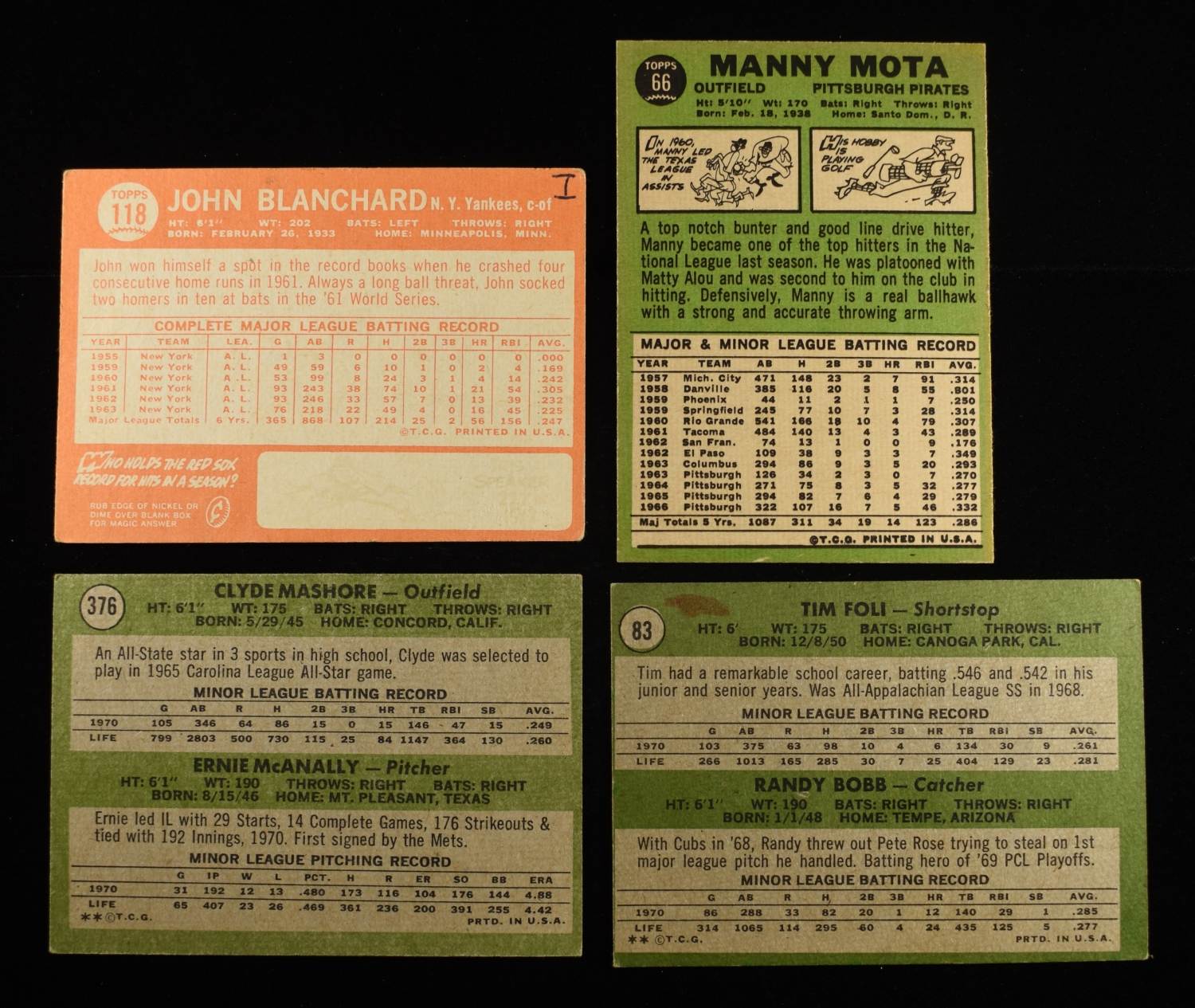 1964, (2) 67, (3) 71, (10) 72 & (12) 70 TOPPS MLB