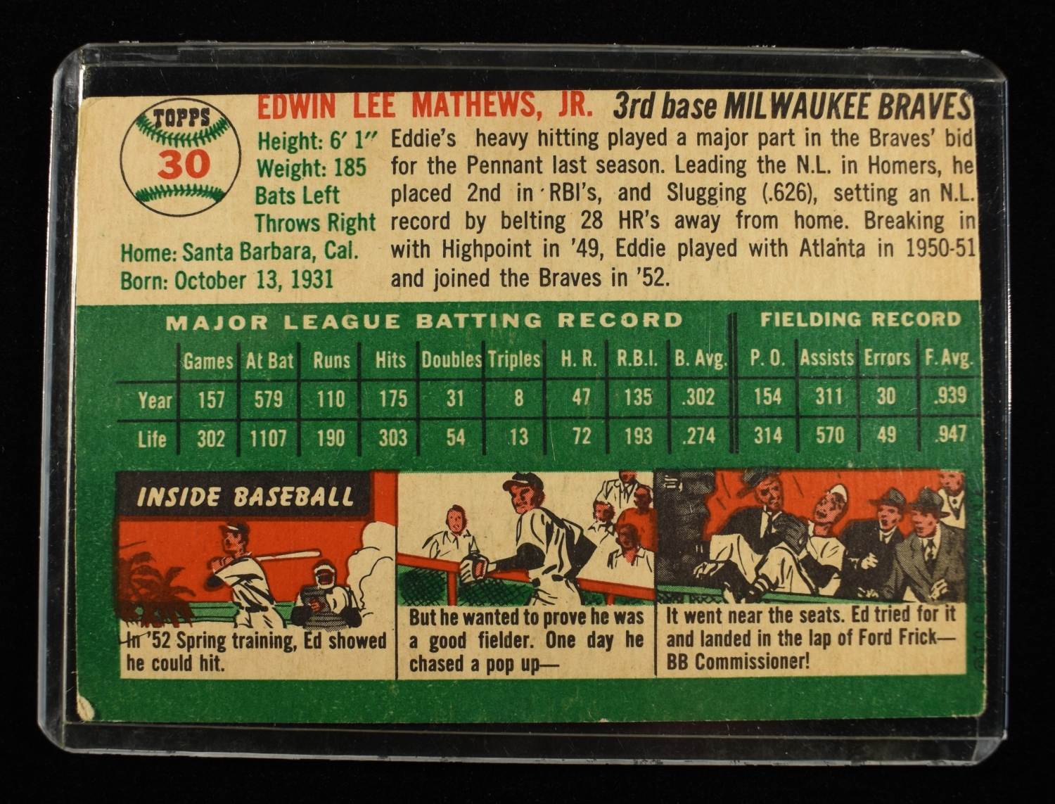 1954 TOPPS ED MATHEWS #30