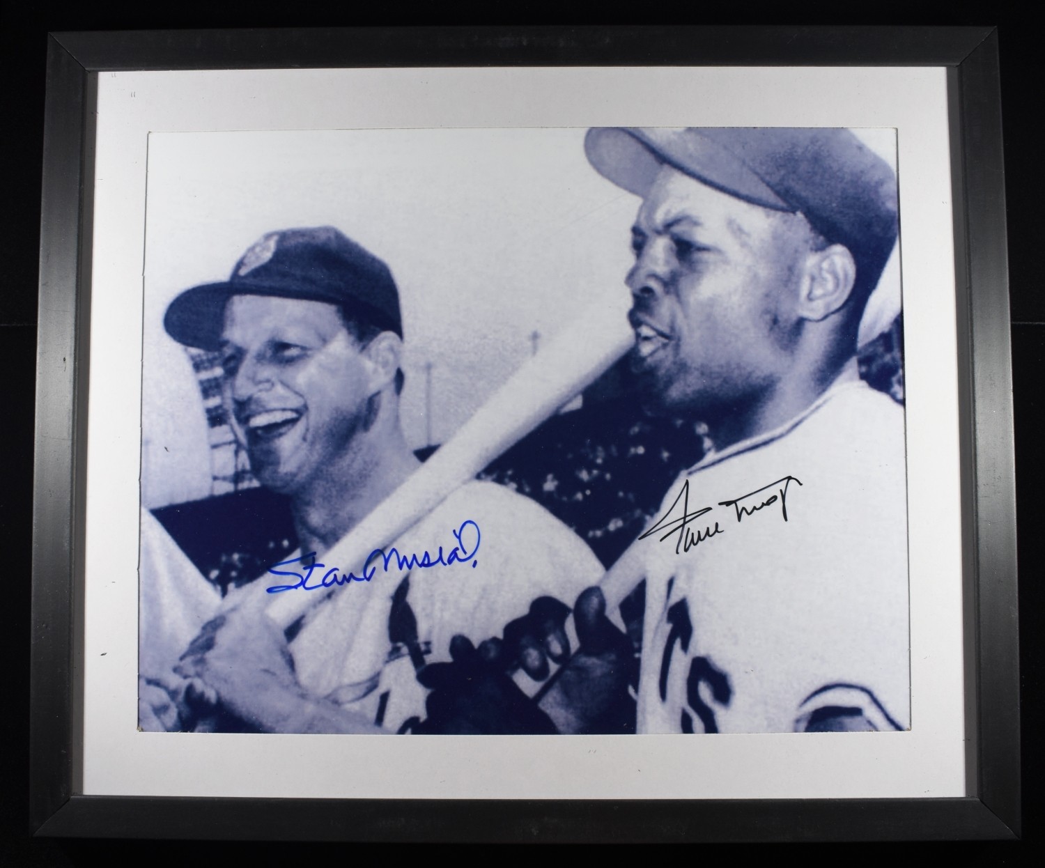 MUSIAL/MAYS SIGNED PHOTO 8X10 FRAMED W/COA