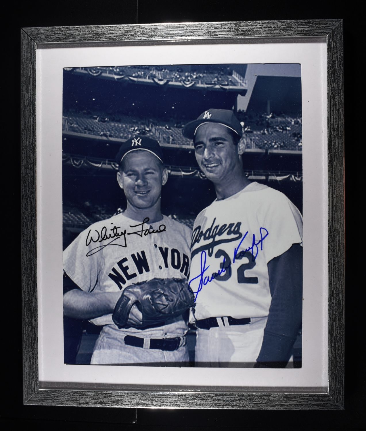 FORD/KOUFAX SIGNED PHOTO 8X10 FRAMED /W COA