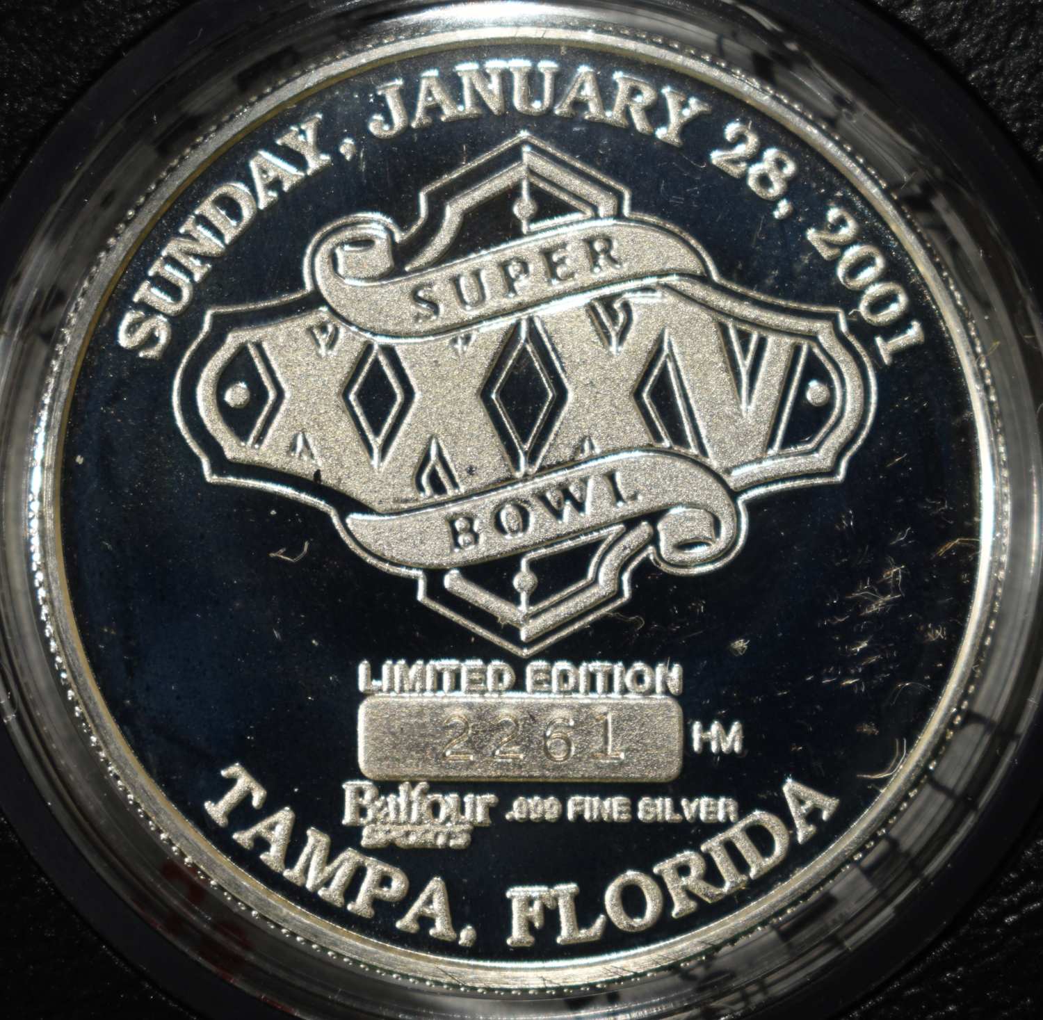 SUPERBOWL XXXV 1 OZ .999 SILVER ROUND