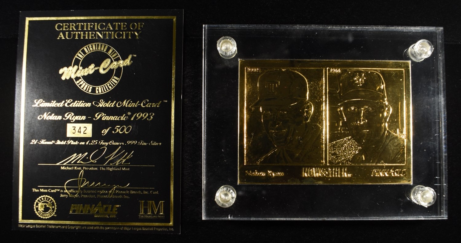 NOLAN RYAN CARD 4.25 OZ SILVER W/ 24K PLATE