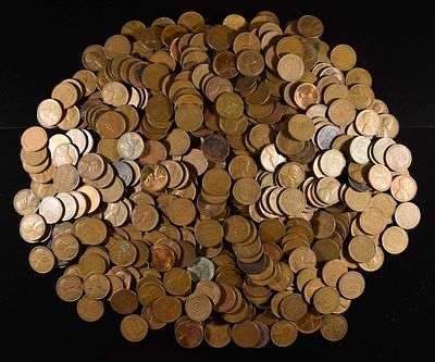 (500) 40'S & 50'S WHEAT CENTS. CHECK OUT OUR UPCOMING AUCTIONS ESTIMATE $90 - $130.