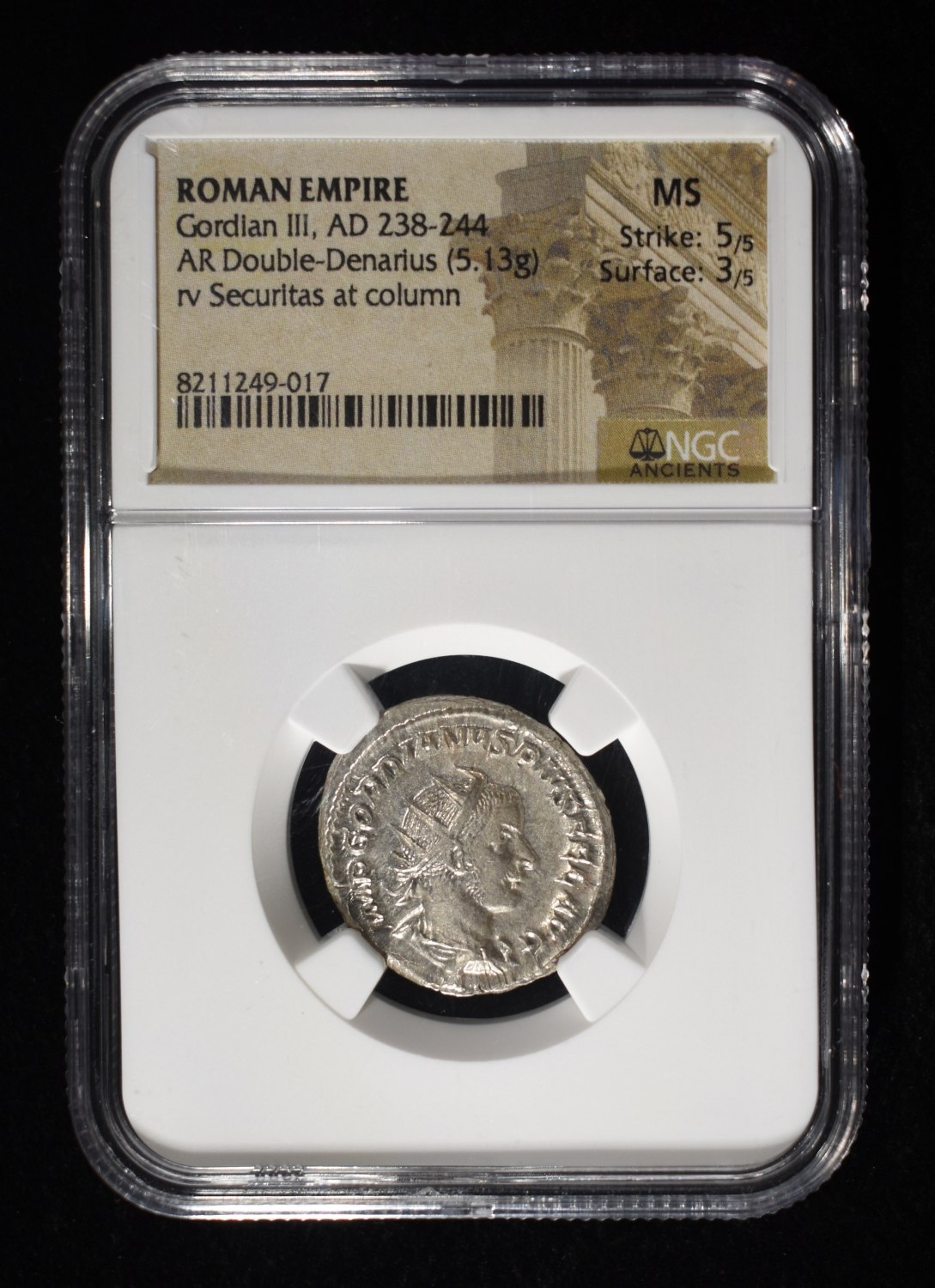 AD 238-244 GORDIAN III AR DOUBLE-DENARIUS NGC MS