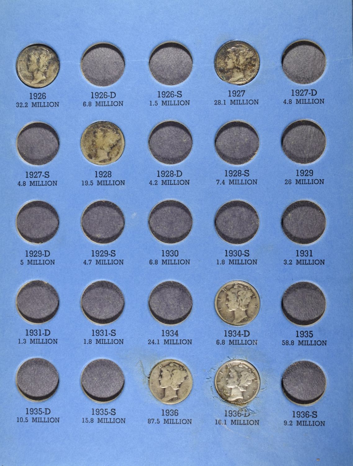 MERCURY HEAD DIMES COLLECTION WHITMAN