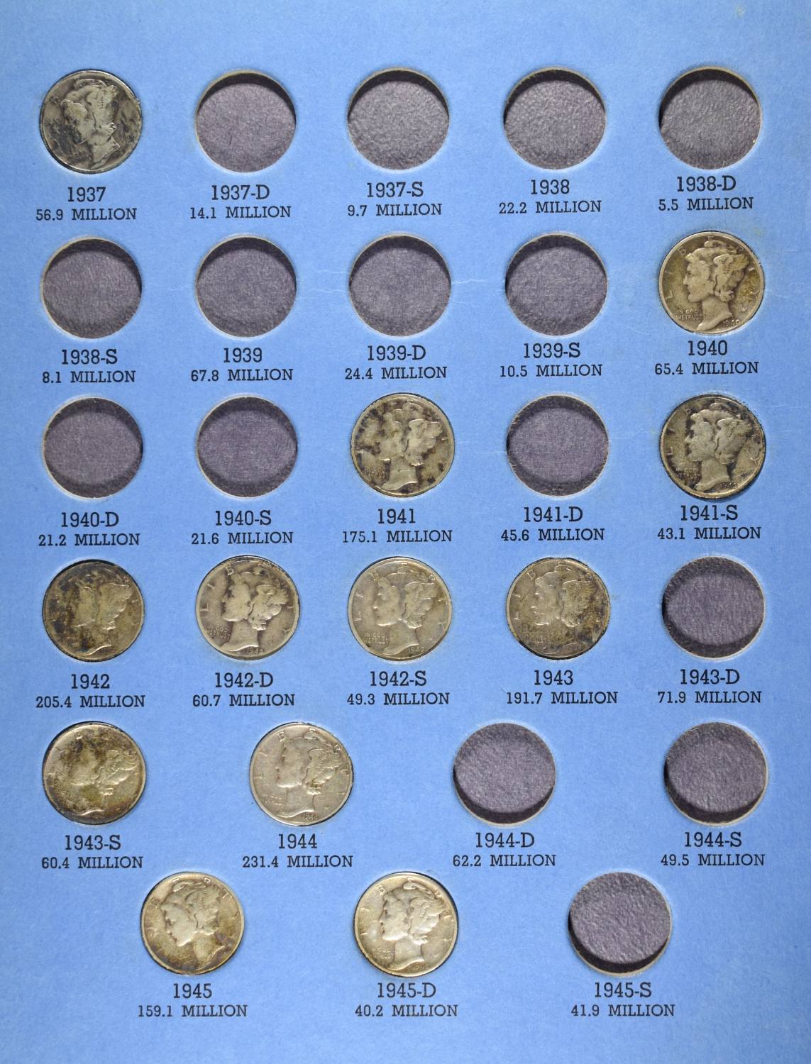 MERCURY HEAD DIMES COLLECTION WHITMAN