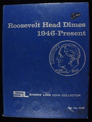 ROOSEVELT DIMES COLLECTION SHORE LINE COIN. INCLUDING (48) 90% SILVER DIMES & (6) DIMES ESTIMATE 