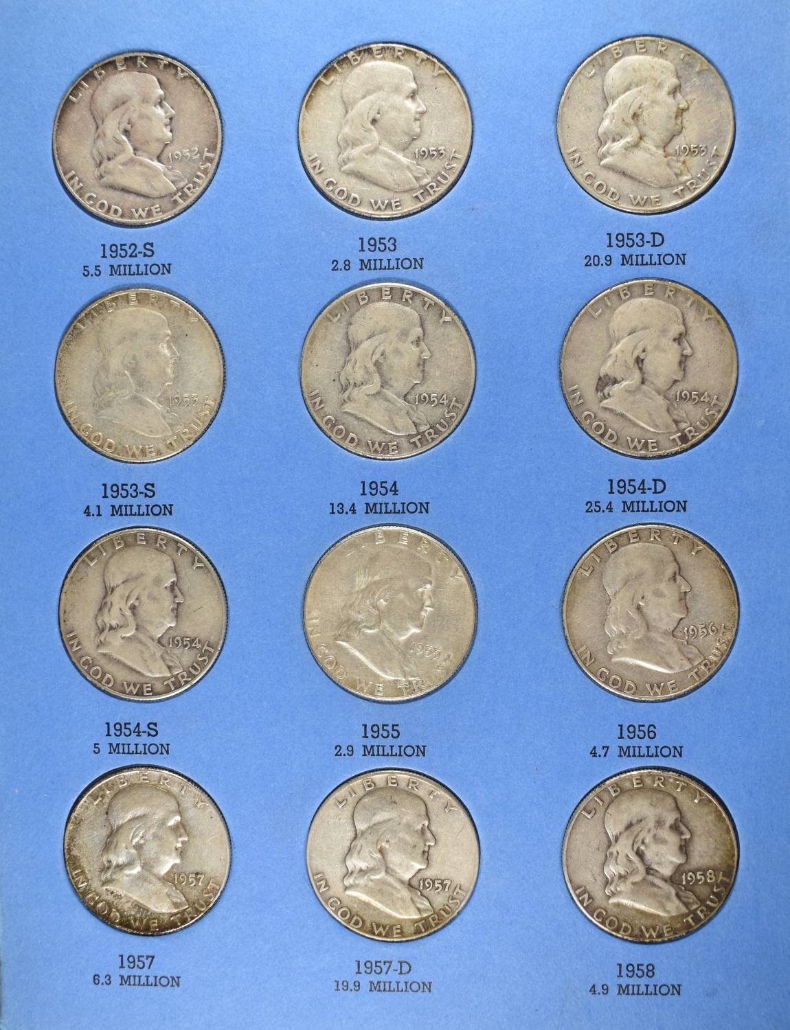 BENJAMIN FRANKLIN HALF DOLLARS COLLECTION COMPLETE