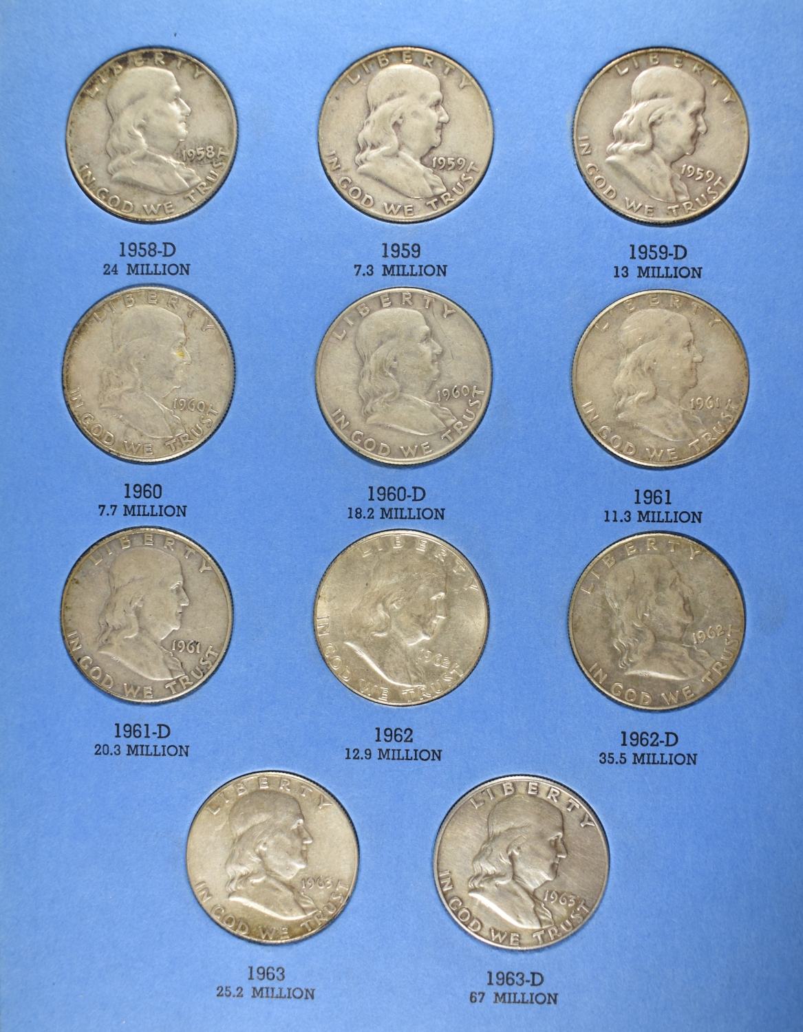 BENJAMIN FRANKLIN HALF DOLLARS COLLECTION COMPLETE